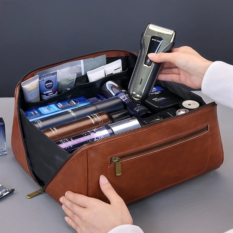 Makeup Bag Vintage PU Travel O - Mens Grooming Travel Kit recension och pris