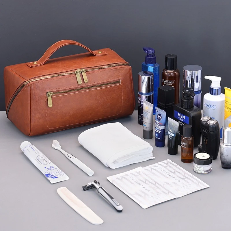 Makeup Bag Vintage PU Travel O - Mens Grooming Travel Kit recension och pris