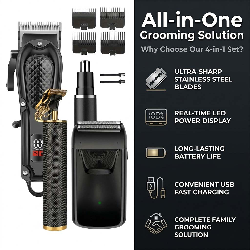 4 in 1 Men's Hair Clipper Set, - Grooming Kit recension och pris