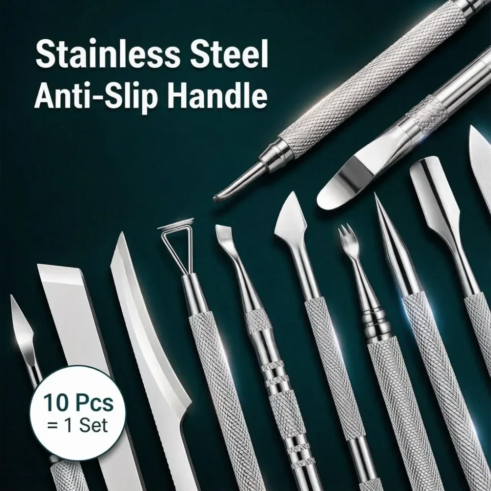 Foot File Kit 10Pcs Stainless  - Mens Grooming Travel Kit recension och pris